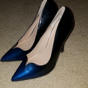 Padded Leather blue heels